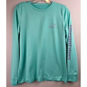 Vineyard Vines Performance Long Sleeve Shirt Mint Green Whale Logo Womens Small